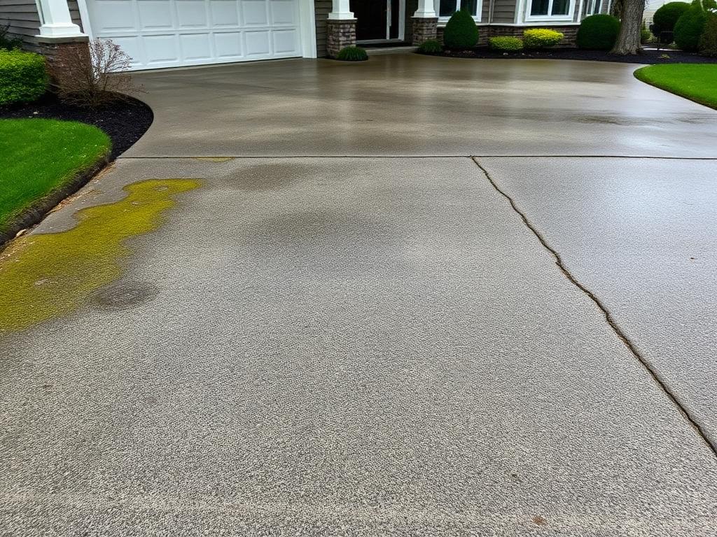 Concrete Driveway before pressure washing